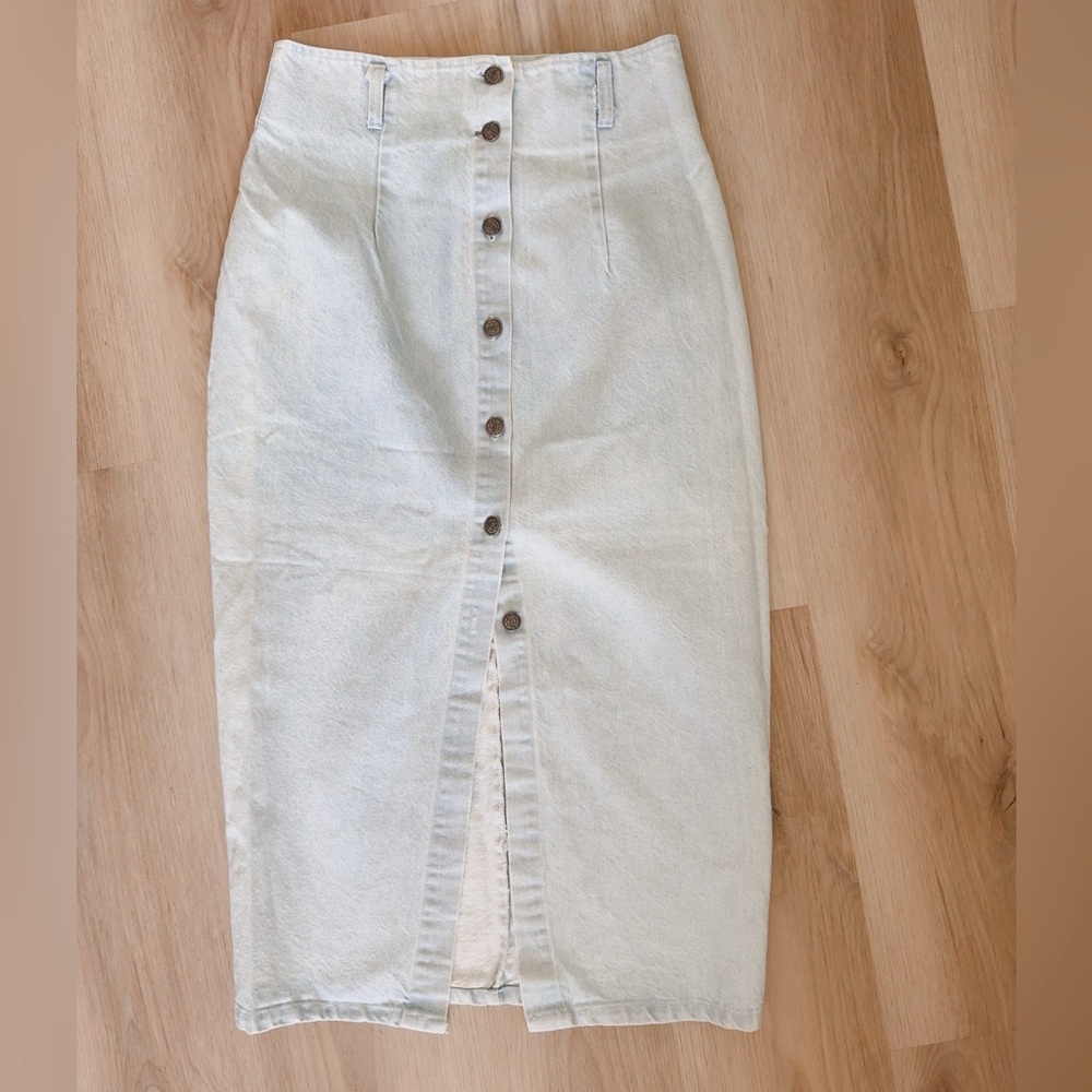 VINTAGE BUTTON DOWN DENIM MIXI SKIRT - Picture 5 of 8